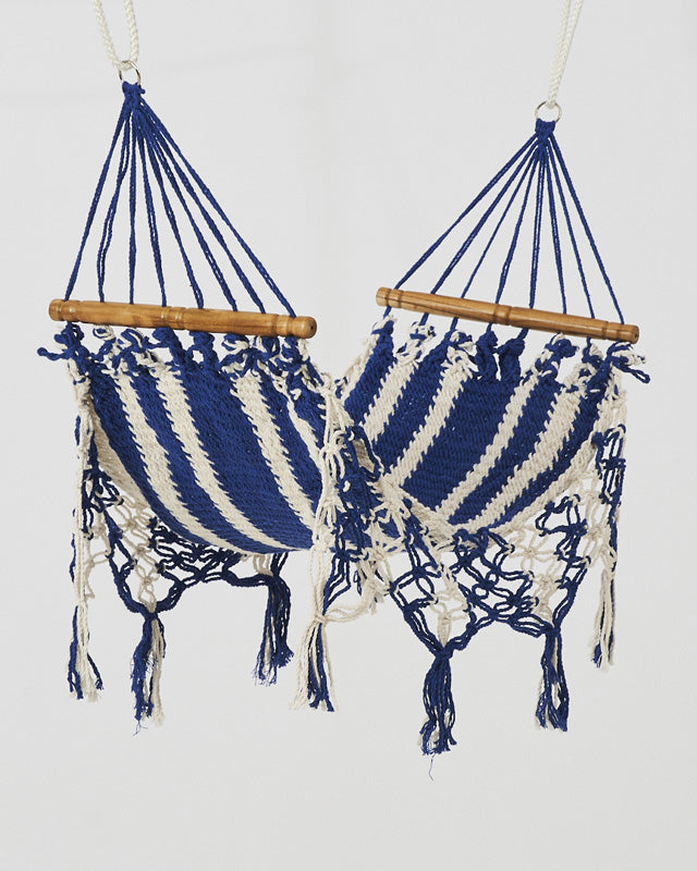 Macrame Mini Hammock/Cat Hammock | White & Blue