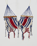 Macrame Mini Hammock/Cat Hammock | White, Red & Blue